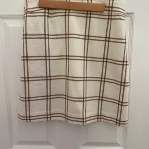 JCrew white and tan plaid skirt.